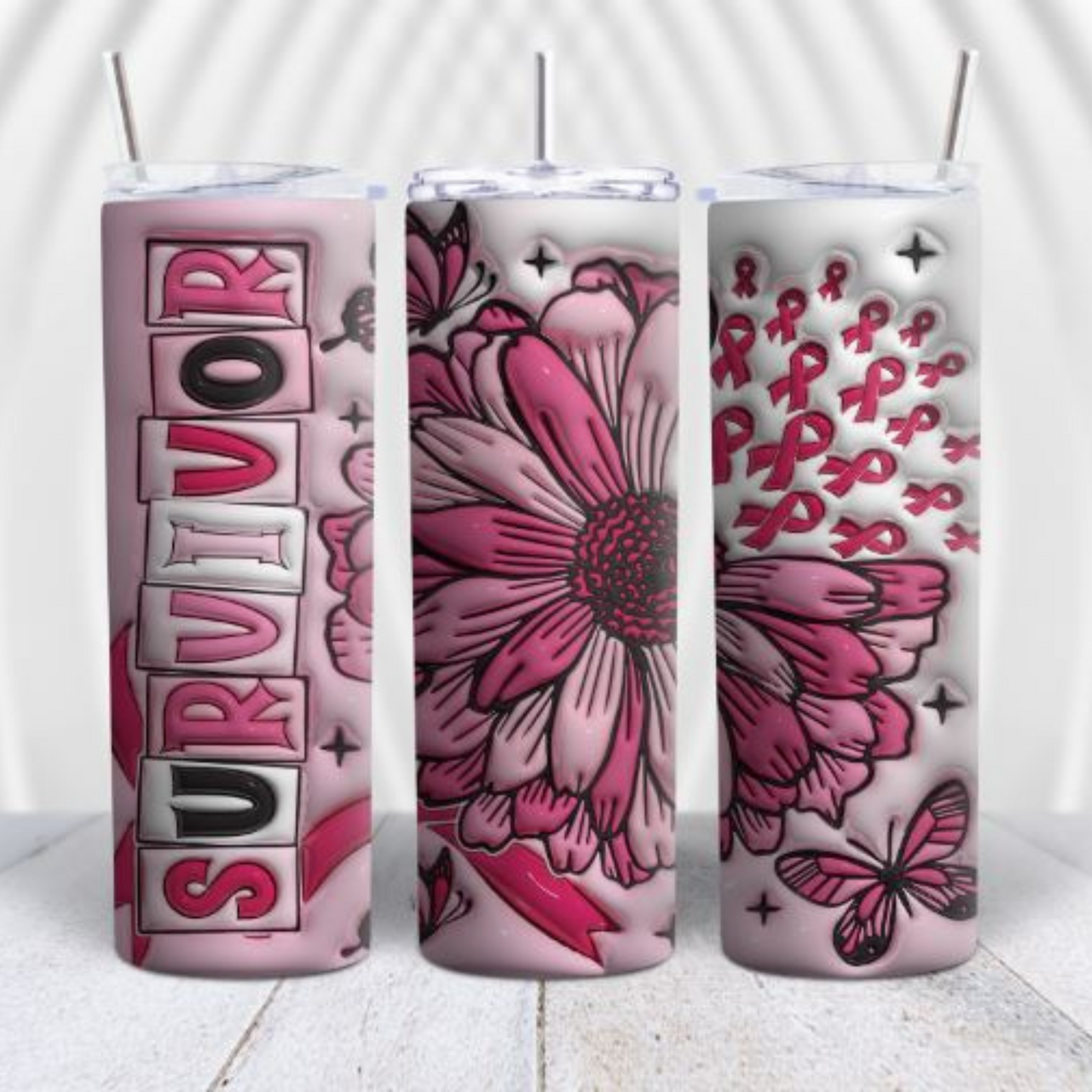 3D Breast Cancer Survivor 20oz Tumbler