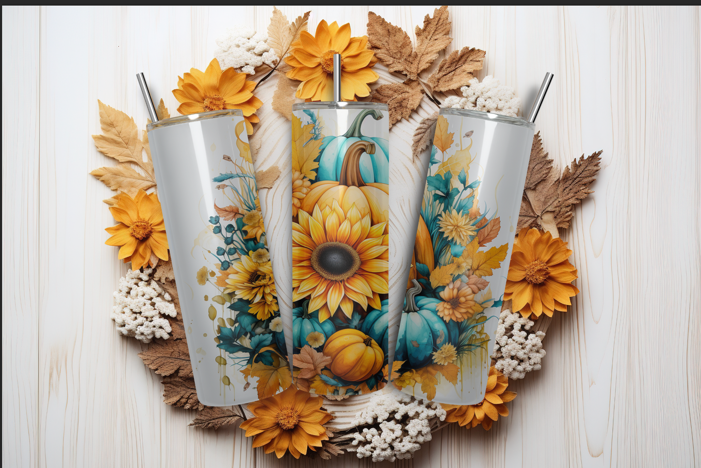 Blue & Teal Pumpkin Tumbler