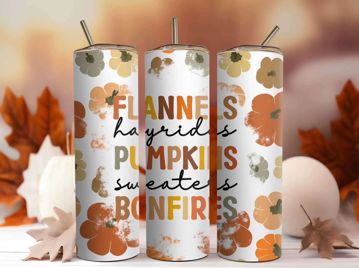 Flannels Pumpkins Bonfires Flowers 20oz Tumbler