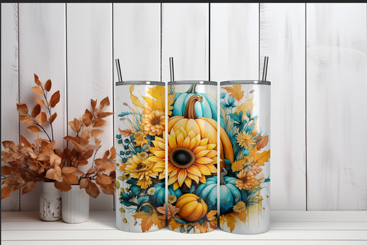 Blue & Teal Pumpkin Tumbler