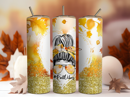 #FallVibes Mom Bun 20oz Tumbler