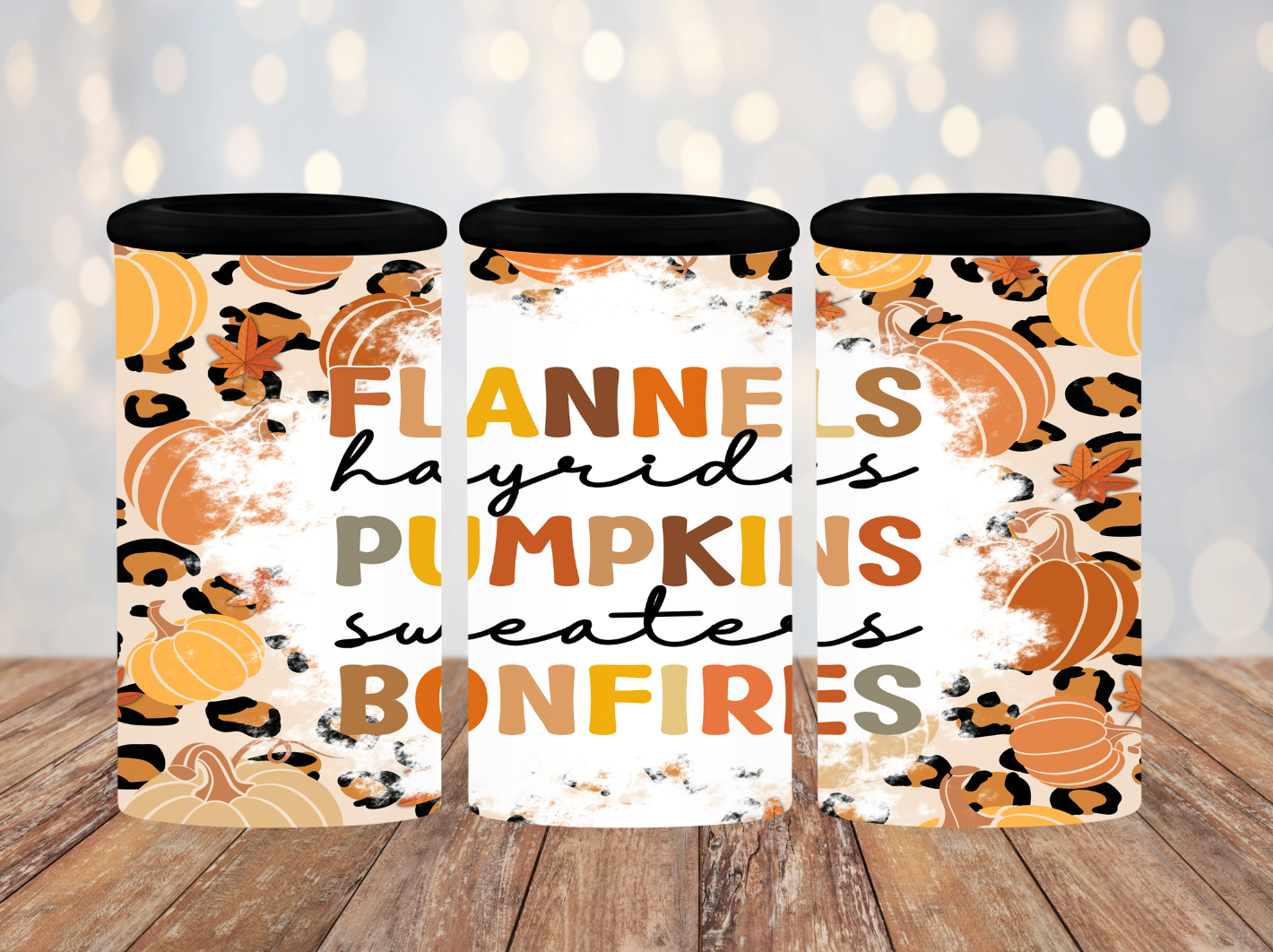 Flannels Pumpkins Bonfires Animal Print 20oz Tumbler