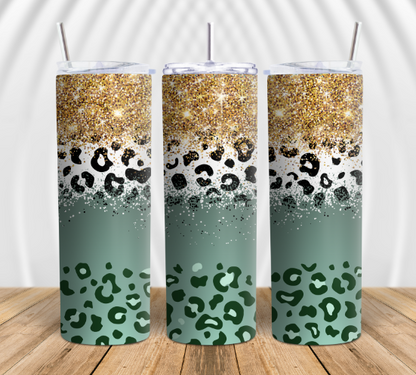 Green Glitter Animal Print 20oz Tumbler