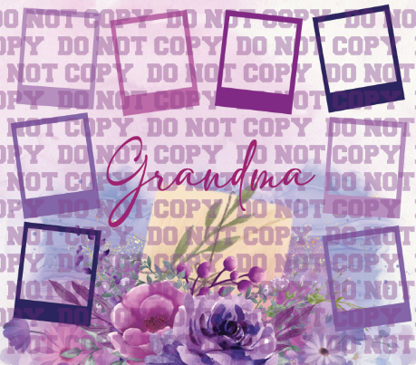 Purple Flower Grandma Photo Frame Tumbler Wrap - Download Only