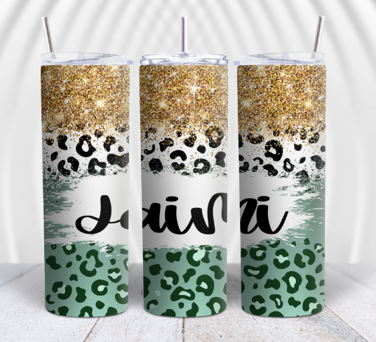 Green Glitter Animal Print 20oz Tumbler